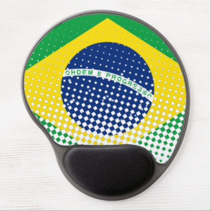Flag Of Brazil With Halftone Effect Gel Mouse Pad