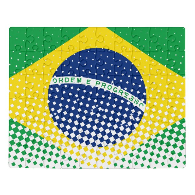 Flag Of Brazil With Halftone Effect Jigsaw Puzzle (Puzzle Horizontal)