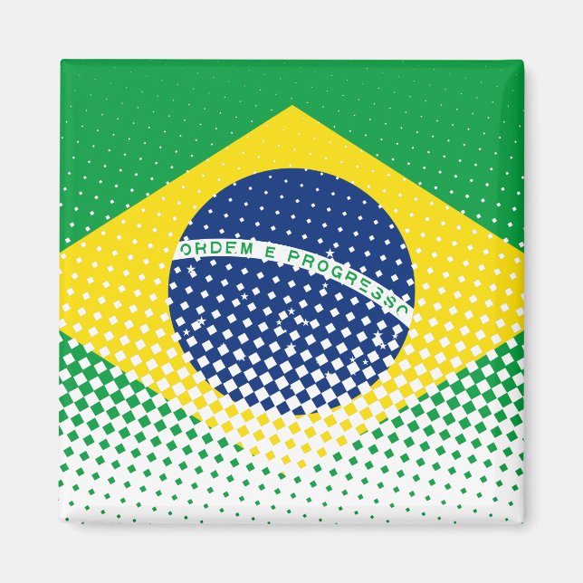 Flag Of Brazil With Halftone Effect Magnet (Front)