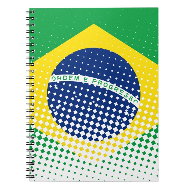 Flag Of Brazil With Halftone Effect Notebook (Front)