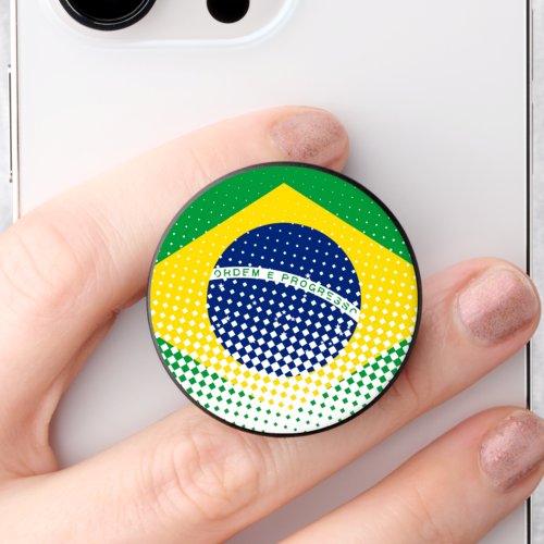 Flag Of Brazil With Halftone Effect PopSocket