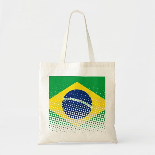 Flag Of Brazil With Halftone Effect Tote Bag