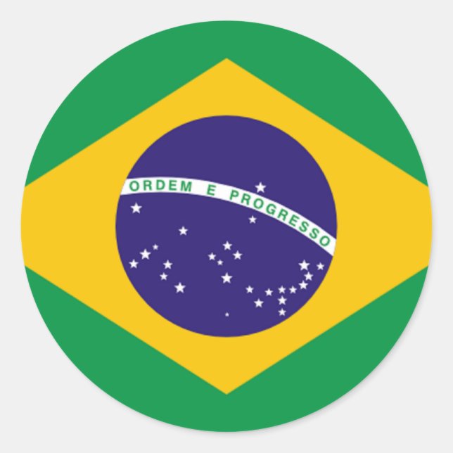 Flag of Brazil, world flags Classic Round Sticker (Front)