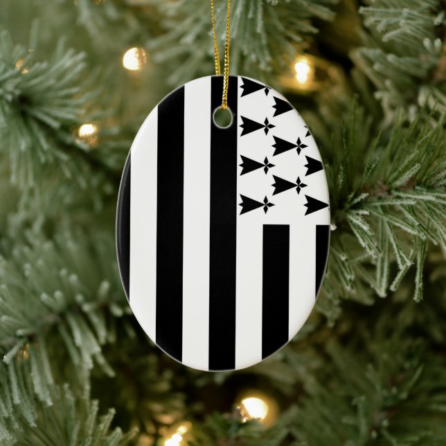 Flag of Brittany, France Ceramic Ornament (Tree)