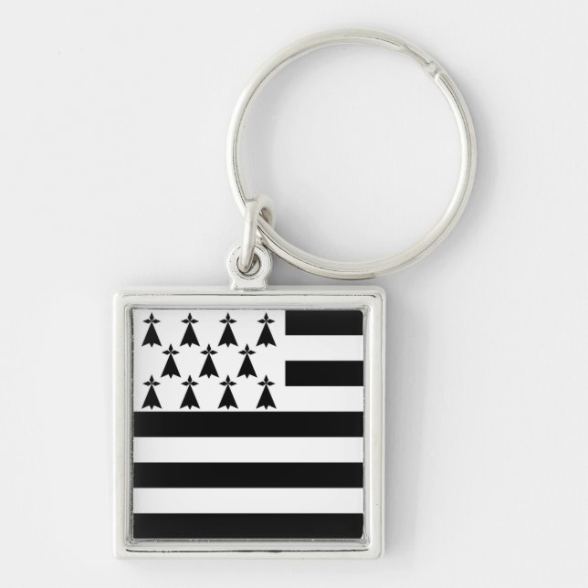 Flag of Brittany, France Keychain (Front)