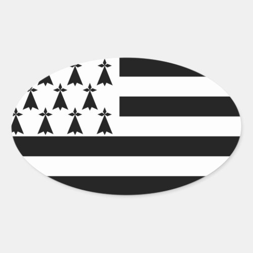 Flag of Brittany France Oval Sticker