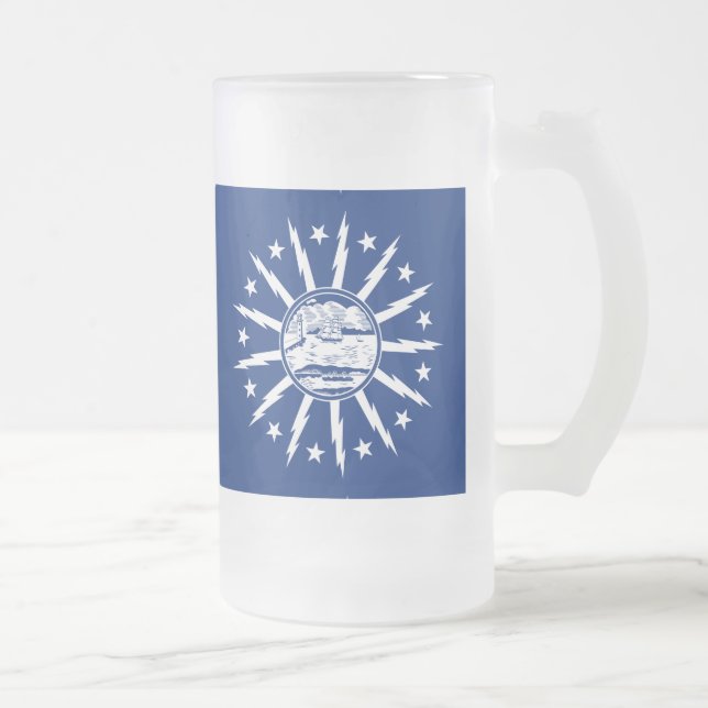 Flag of Buffalo, New York Frosted Glass Beer Mug (Right)