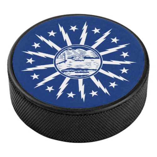 Flag of Buffalo New York Hockey Puck