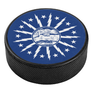 Flag of Buffalo, New York Hockey Puck