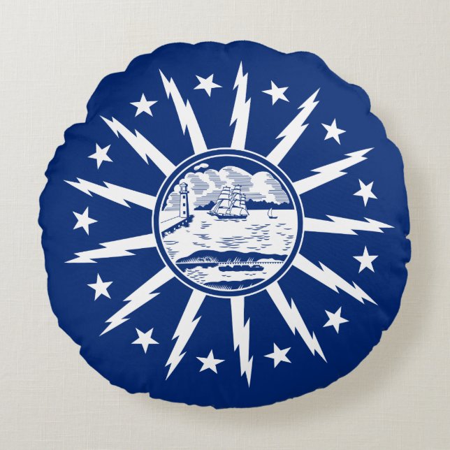 Flag of Buffalo, New York Round Pillow (Front)