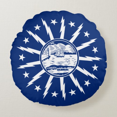Flag of Buffalo New York Round Pillow