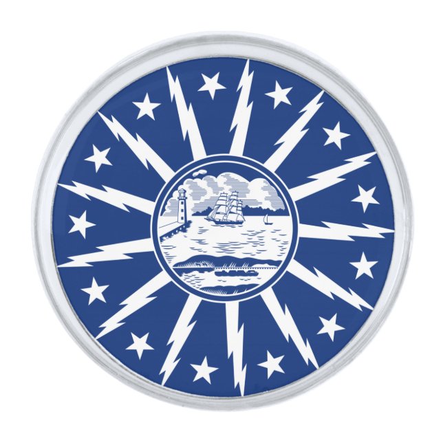 Flag of Buffalo, New York Silver Finish Lapel Pin (Front)