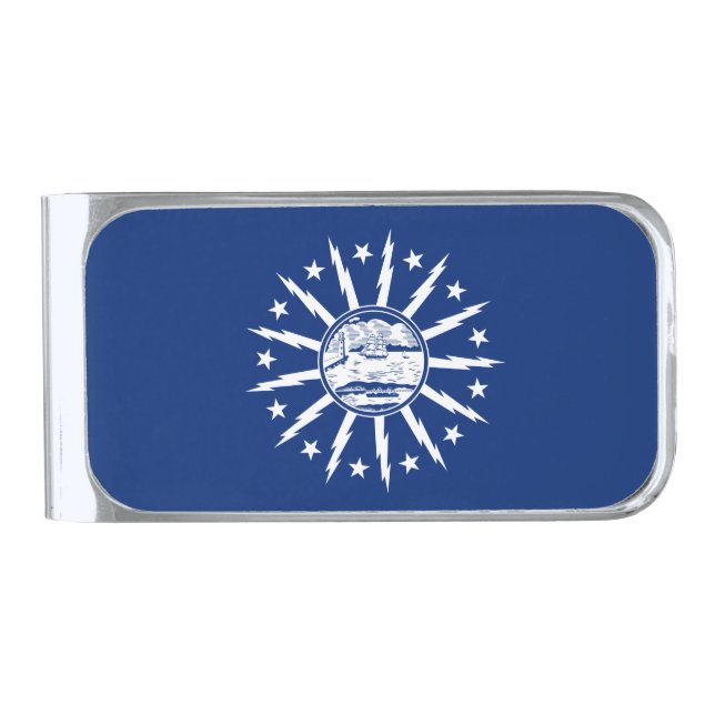 Flag of Buffalo, New York Silver Finish Money Clip (Front)