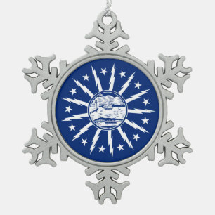 Flag of Buffalo, New York Snowflake Pewter Christm Christmas Ornament