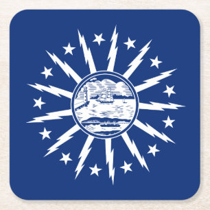 Flag of Buffalo, New York Square Paper Coaster