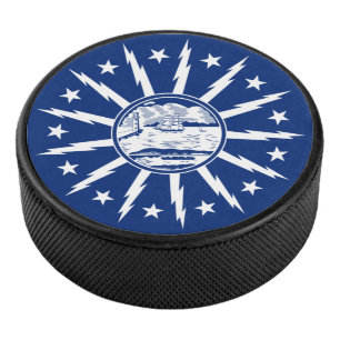 Flag of Buffalo, New York Square Paper Coaster Hockey Puck