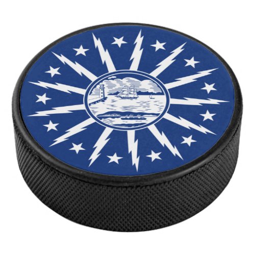 Flag of Buffalo New York Square Paper Coaster Hockey Puck