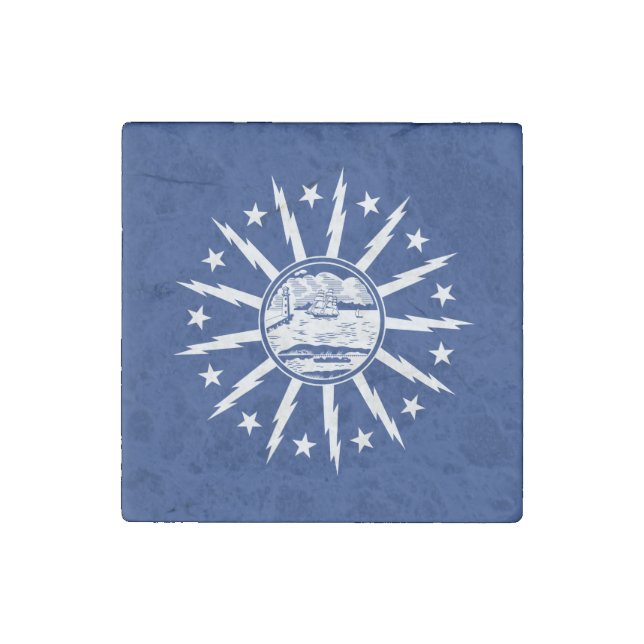 Flag of Buffalo, New York Stone Magnet (Front)
