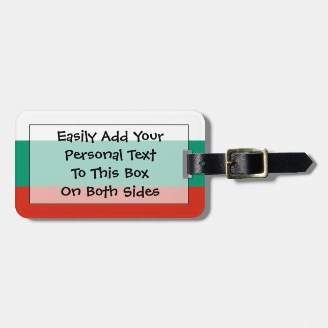 Flag of Bulgaria Easy ID Personal Luggage Tag (Front Horizontal)