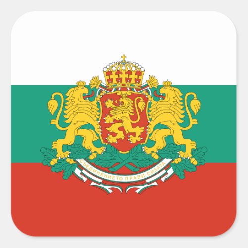 Flag of Bulgaria Tricolour White Green Red Square Sticker