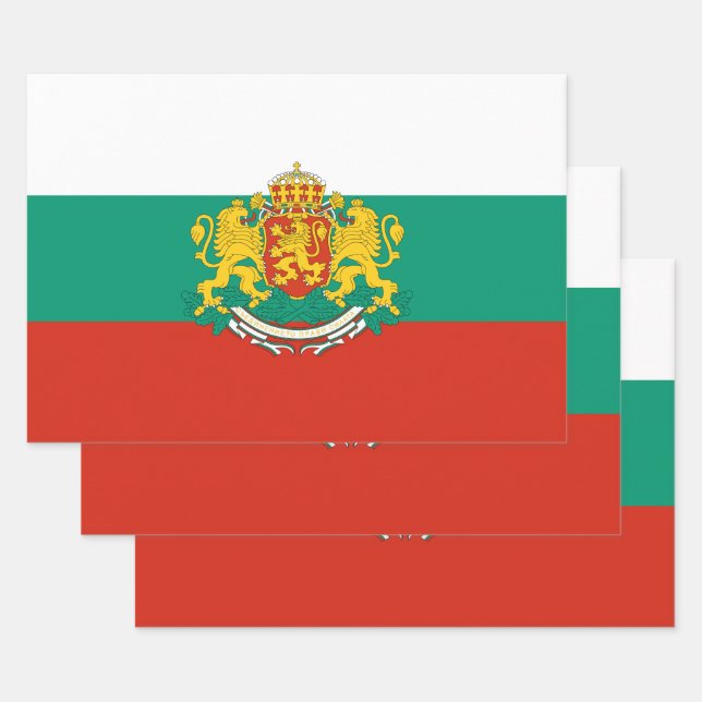 Flag of Bulgaria Tricolour White Green Red Square  Wrapping Paper Sheets (Set)