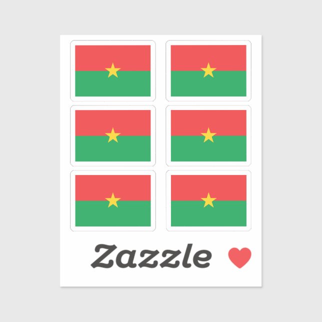Flag of Burkina Faso Collection pack of 6 Sticker (Sheet)