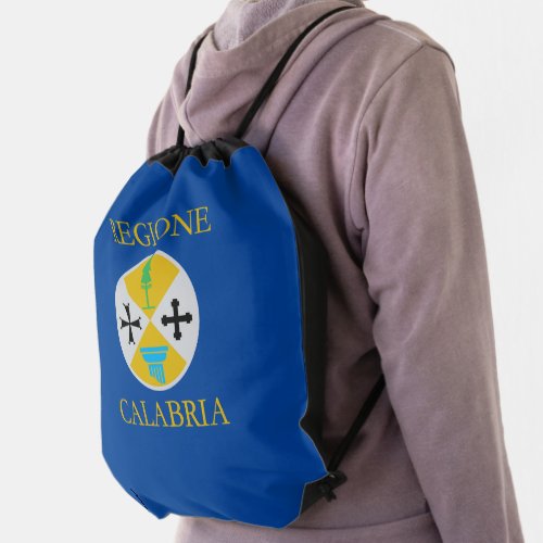 Flag of Calabria Italy Drawstring Bag