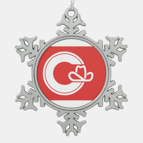 Flag of Calgary Alberta  Snowflake Pewter Christmas Ornament