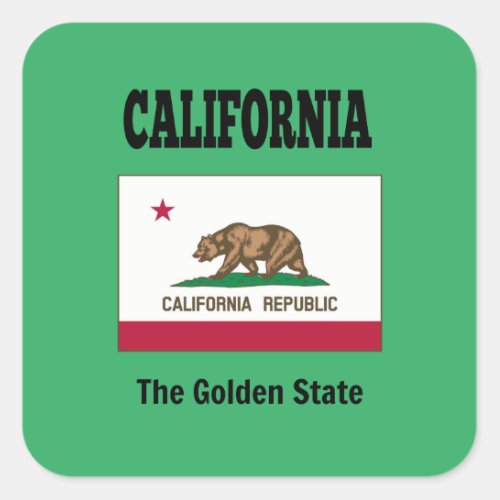 Flag of California plus motto Square Sticker