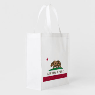 Flag of California Republic Sponge Paint Reusable Grocery Bag