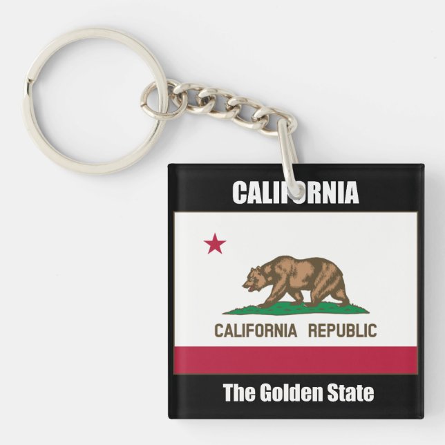 Flag of California, the Golden State Keychain (Front)