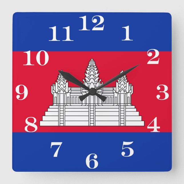 Flag of Cambodia Square Wall Clock (Front)