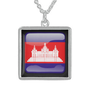 Flag of Cambodia Sterling Silver Necklace