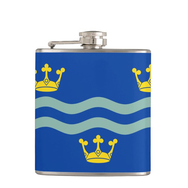Flag of Cambridgeshire Hip Flask (Front)