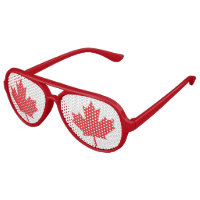 Flag of Canada Aviator Sunglasses Adult Unisex Size Large White Bright Red