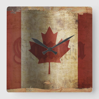 Flag of Canada / Grunge... Square Wall Clock