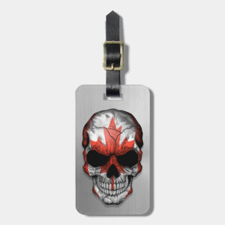 Flag of Canada on a Steel Skull Graphic Luggage Tag