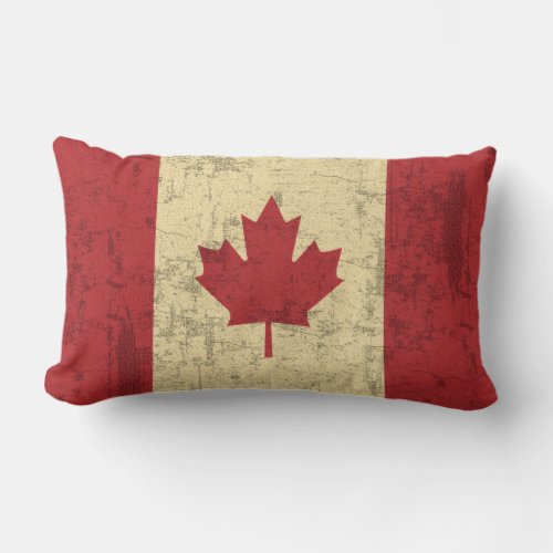 Flag of Canada Vintage Distressed Lumbar Pillow