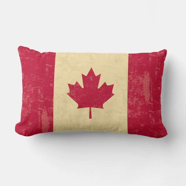 Flag of Canada Vintage Faded Lumbar Pillow (Front)