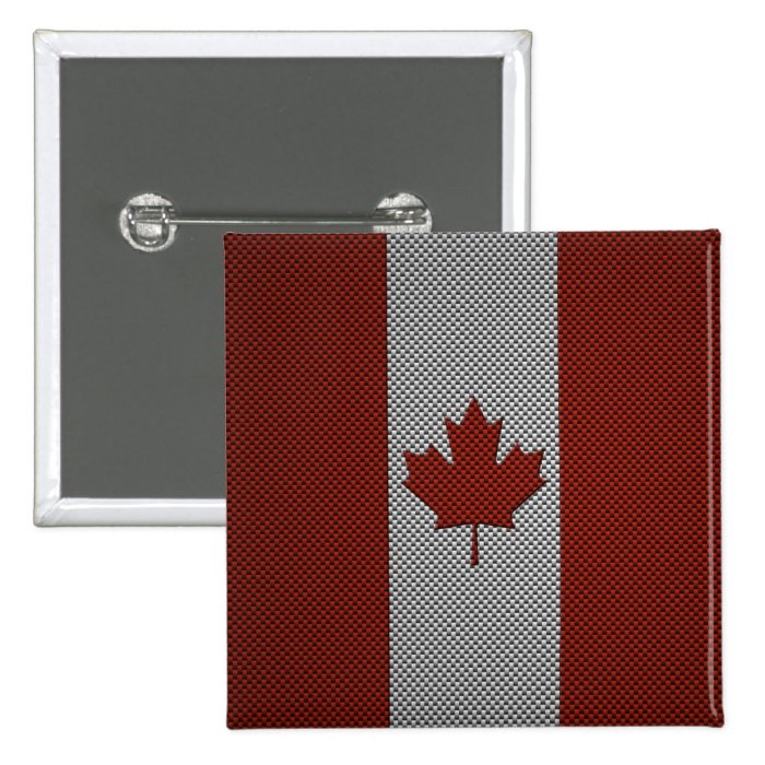 Flag of Canada with Carbon Fiber Effect Button