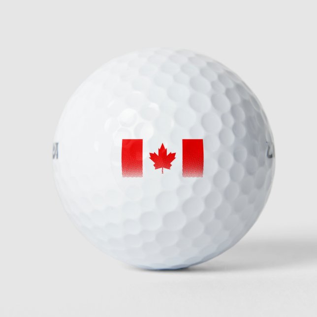 Flag Of Canada With Halftone Effect Golf Balls (Front)