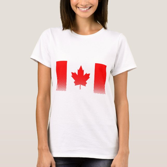 Flag Of Canada With Halftone Effect T-Shirt (Front)