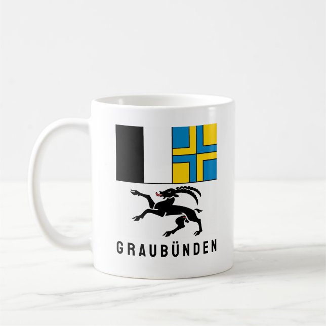 Flag of Canton Graubünden, Switzerland Coffee Mug (Left)