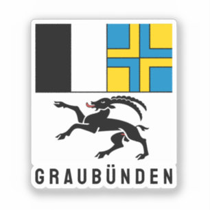 Flag of Canton Graubünden, Switzerland Sticker