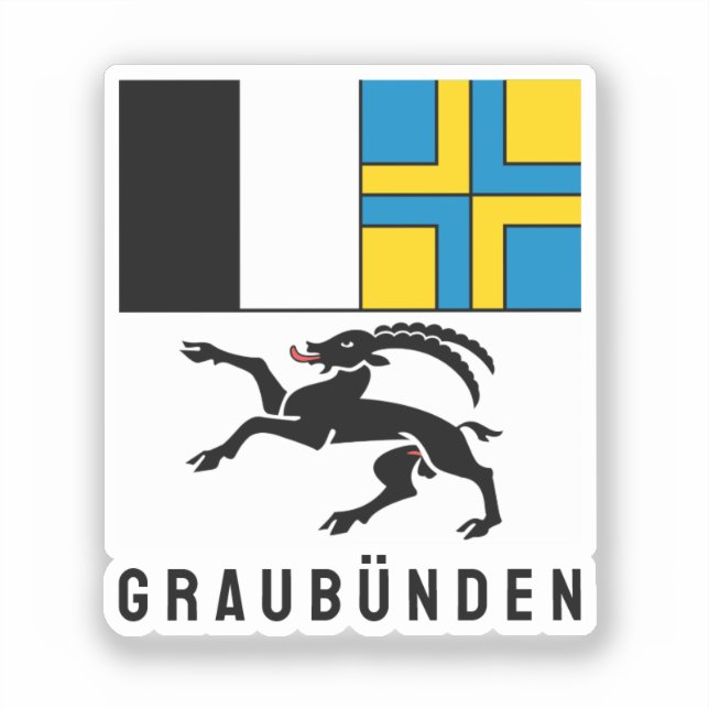 Flag of Canton Graubünden, Switzerland Sticker (Front)