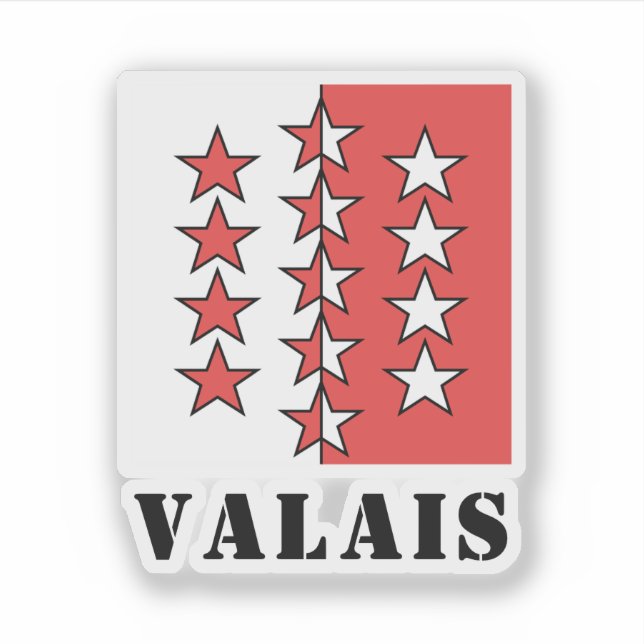 Flag of Canton of Valais, Switzerland Sticker (Front)