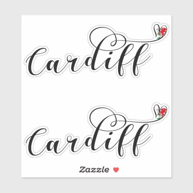 Flag of Cardiff in Heart, Wales Sticker (Sheet)