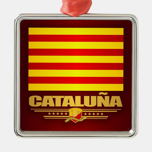 Flag of Cataluna (Catalonia) Metal Ornament (Front)