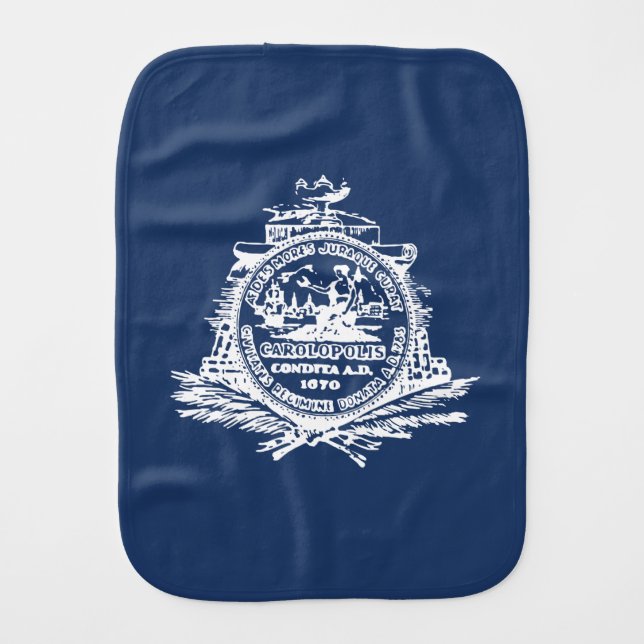 Flag of Charleston, South Carolina Baby Burp Cloth (Front)