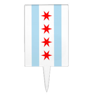 Flag of Chicago Cake Pick